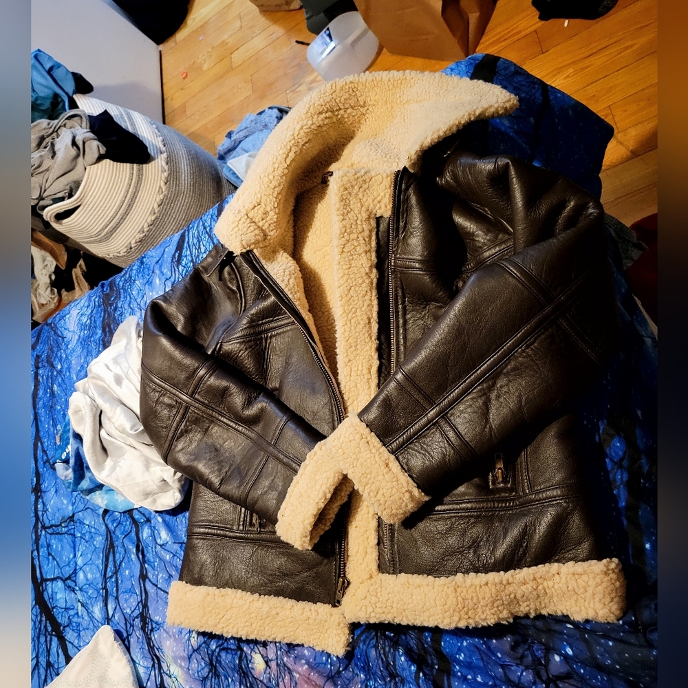 Leather bomber jacket